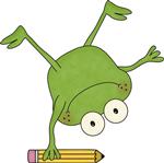 frog with pencil 